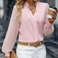 thumbnail image 2 of Blusa de manga larga de gasa con bloques de color para mujer: elegante, ligera y versátil, 2 of 5