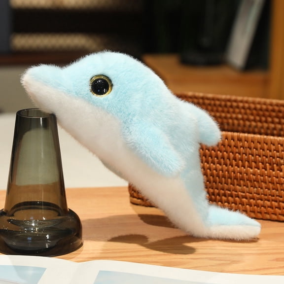 Dolphin Plush Stuffed Animal Blue Cute Toy Pillow, Room Decor，Christmas Birthday Gifts Stuffed Decor，11.8 inch