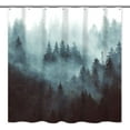 thumbnail image 3 of Rustic Mountain Tree Shower Curtain Set, Smokey Mist Forest National Scenery Polyester Waterproof Cloth Bathroom Curtain with 12 Hooks, 71x71 Inches, 3 of 6