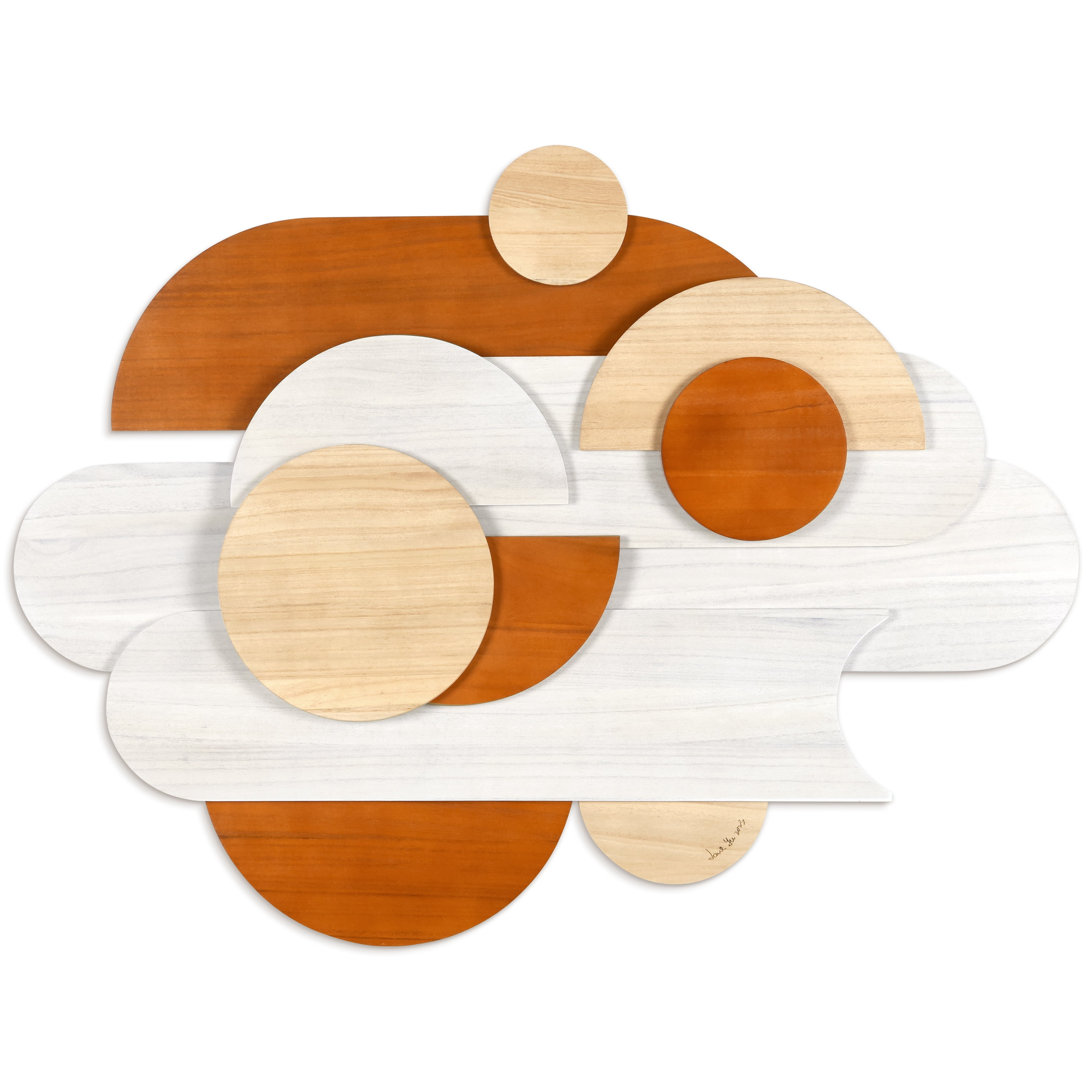 "Cinnamon Dreamscape I" Hand Made Dimensional Solid Paulownia Wood Abstracts Wall Art