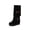 Black, variant on Brown Women'S Knee High Boots Round Toe Low Heel Beaded Tassel Ethnic Inspired Design For Daily Wear And Casual Outdoor Occasions All Season Wear Size 37