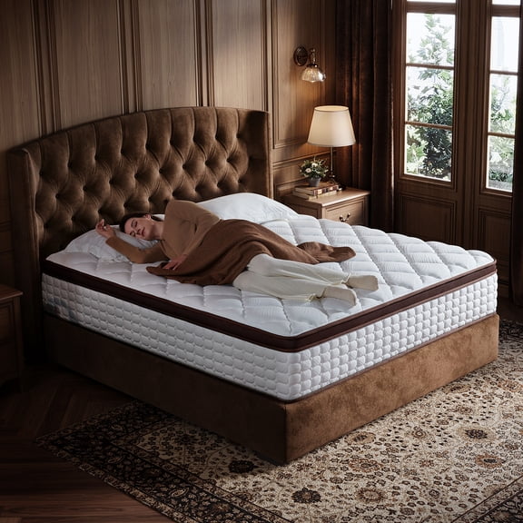 12 Inch King Hybrid Mattress in a Box, Medium Firm Mattress with Gel Memory Foam and Pocket Springs, Cooling Comfort, Motion Isolation, Pressure Relief, King Size