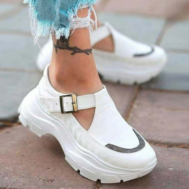 Zapatos de mujer que combinan con todo Zapatos de plataforma con hebilla de cuero Zapatos casuales Zapatos de aumento de altura Wmkox8yii shkj475