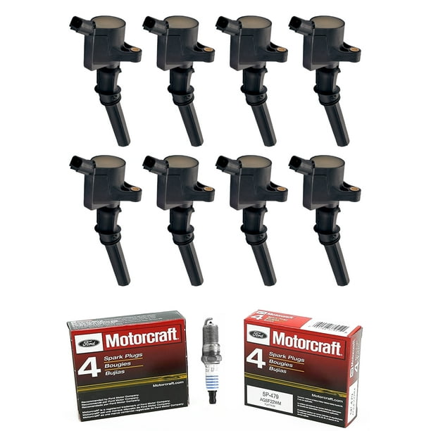 Set of 8 ISA Ignition Coils & 8 Motorcraft Spark Plugs Compatible with
