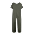 thumbnail image 7 of Harem Jumpsuits For Women Casual V Neck Short Sleeve Romper Baggy Loose Fit Wide Leg Overalls with Pockets One Piece Onesie, 7 of 7