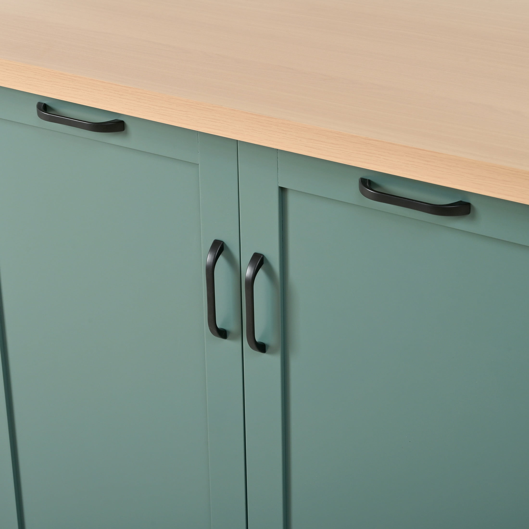 Christopher Knight Home 58" Kitchen Island, Wooden Prep Table with Storage Drawers & Cabinets, Green