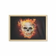 thumbnail image 1 of Skull Wall Art with Frame, Scary Skeleton Head with in Darkness Gothic Design, Printed Fabric Poster for Bathroom Living Room, 35" x 23", Seal Brown Orange Dusk, by Ambesonne, 1 of 2