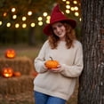 thumbnail image 7 of Breathable Halloween Pointed Wide Brim Witch Hat, Versatile Wizard Costume Accessory, Suitable for Halloween Parties, Festive Events and Holiday Outfits Wine, 7 of 7
