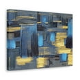 thumbnail image 4 of Textured Abstract Acrylic Painting Hand Painted Blue Black Yellow Canvas Wall Art for Home Decor Ready-to-Hang, 4 of 10