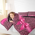 thumbnail image 4 of Manfei Wild Cheetah Animal Pattern 7pcs Queen Bedding,Pink Coquette Bowknot Bedding Comforter Set Queen,Black Reversible, 4 of 7