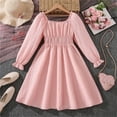 thumbnail image 4 of REDARER Girls Kids Elegant French Style Long Sleeve Girls Dress with Square Neckline and Flared Skirt for Autumn Season,Kids Clothing,Size:7-8 Years, 4 of 9