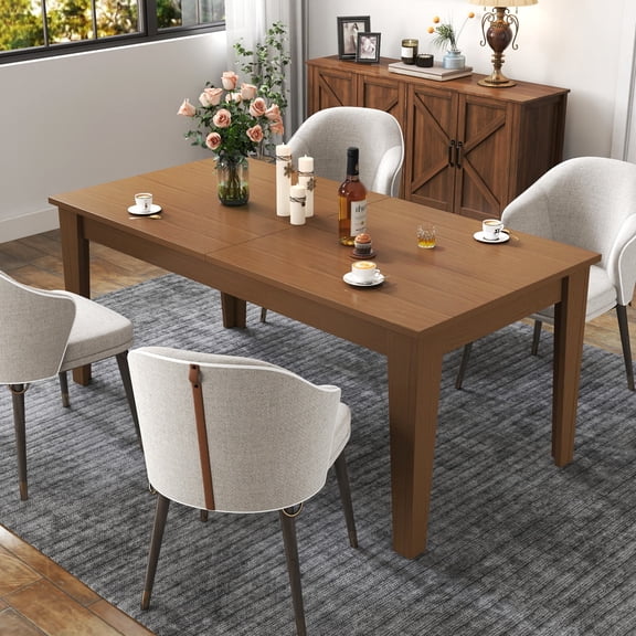 106.3" Large Extendable Dining Table, Modern Kitchen Table for Family Gatherings, Wood Grain Finish, Versatile for Living Room Office, Oak