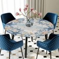 thumbnail image 5 of Elastic Fitted Round Tablecloth, Blue Coastal Waterproof Stretch Table Cover for 55"-60" Tables, Summer Beach Starfish Nautical Eucalyptus Vintage Washable Outdoor Tablecloths for Patio, Picnic, 5 of 9