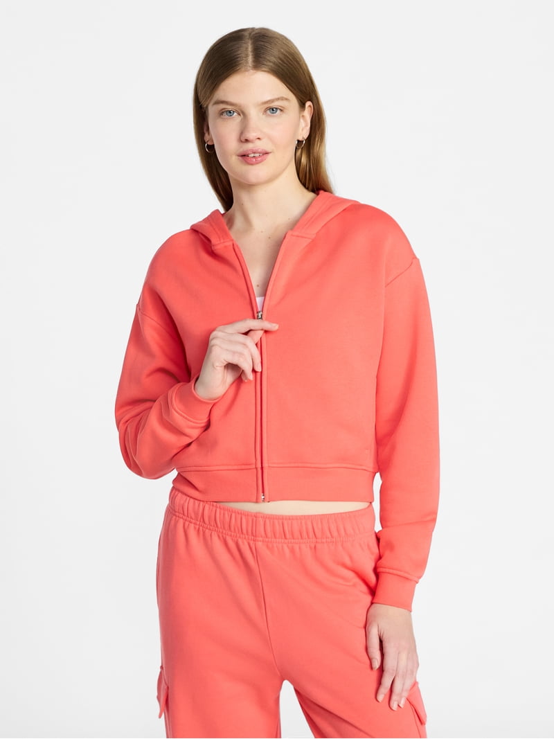 No Boundaries Boxy Zip-Up Hoodie, Women's XXS-XXL - Walmart.com