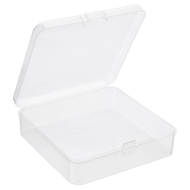 Uxcell 3.74 inch x 1.1 inch Plastic Square Clear Storage Container Box with Lid for DIY Art Crafts 6 Pack