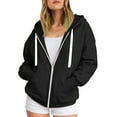 thumbnail image 7 of felwors Women's Full Zip Up Hoodie Long Sleeve Hooded Sweatshirts Pockets Jacket Coat for Women Black, L, 7 of 7