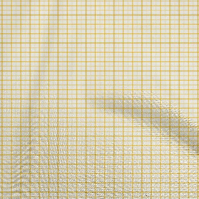 oneOone Cotton Silk Yellow Fabric Check Craft Projects Decor Fabric Printed By The Yard 42 Inch Wide