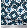 thumbnail image 2 of Soimoi White polyester Crepe Fabric Check & Geometric Decor Fabric Printed Yard 42 Inch Wide, 2 of 5
