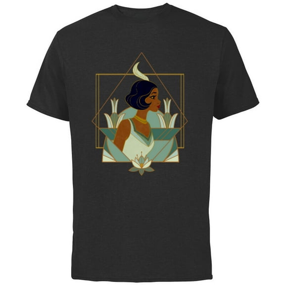 Disney Princess Tiana Modern Art Deco Style - Short Sleeve Cotton T-Shirt for Adults - Customized-Black
