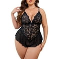 thumbnail image 4 of Avidlove Plus Size Lingerie for Women One Piece Lace Corset Bodysuit Mesh Chemise Sleepwear L-5XL, 4 of 5