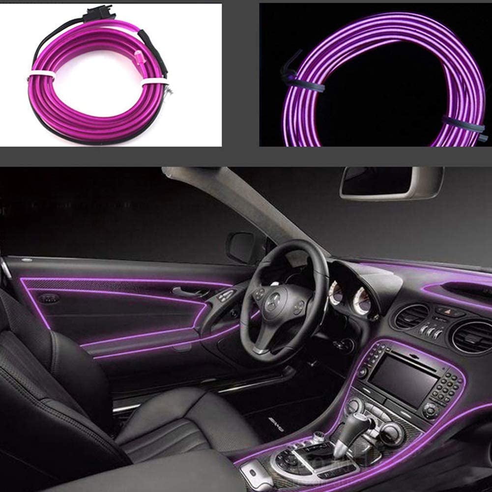 El Wires 5m/16ft Neon Tube Lights Car Interior Trim Light Strip Advanced Low Power Consumption Design for Interior Panel Gap Decorative Green 
