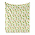 thumbnail image 1 of Tropical Soft Flannel Fleece Throw Blanket, Herringbone Stripes with Dots Background Summer Fruits Arrangement, Cozy Plush for Indoor and Outdoor Use, 50" x 60", Fern Green and Orange, by Ambesonne, 1 of 6