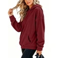 thumbnail image 6 of Women's Oversized Corduroy Hoodie, Long Sleeve Pullover Sweatshirt with Kangaroo Pocket, Casual Fall Winter Top | CSEONE,Wine 2XL, 6 of 7