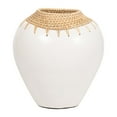 thumbnail image 6 of Terracotta Pottery Vase for Living Room and Home Decor - Decorative Flower Vase for Bathroom, Bedroom, or Office Display - Modern Entryway Table, House Styling, or Shelf Accent - 10", White, 6 of 13