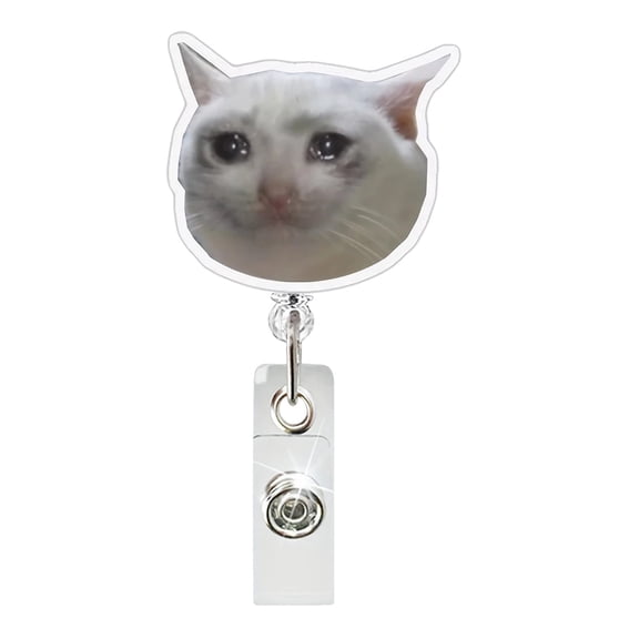 XOAIHY Funny Cat Badge Reel Retractable - Cute Acrylic ID Badge with Clip, Nurse Badge Reel for Teacher, Vet Tech, Office Workers, Cat Lover Gift