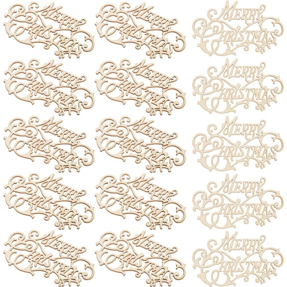 20 Pcs Merry Christmas Signs for Wreath Felt Tree Wood Chip Ornaments