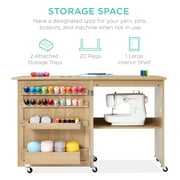 Best Choice Products Sewing Machine Table & Desk w/ Craft Storage and Trays - Light Brown
