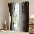 thumbnail image 6 of Gradient Terra Brown and Grey Curtains & Drapes 2 Panels 52"Wx63"L,Silver Foil Print Wave Striped Curtains Ombre Blackout Curtains,Abstract Art Room Decor Aesthetic, 6 of 6