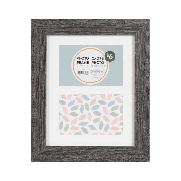 DesignOvation Tinta 2 Opening 4x6 Grey Picture Frame