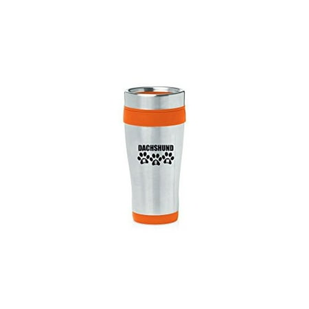 

Orange 16oz Insulated Stainless Steel Travel Mug Z1773 Dachshund Mom MIP