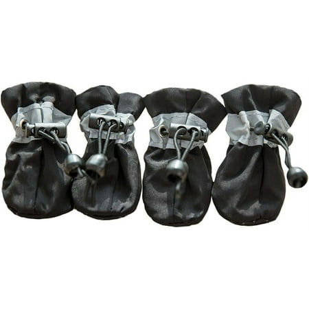 Dog Shoes Waterproof Dog Boots for Small Medium Large Dogs with Soft Anti-Slip Sole  Suitable for Rainy Weather Outdoor Walking  Adjustable Elastic Straps  Reflective at Night(Black  2)
