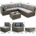 thumbnail image 3 of Craftian 6 Piece Outdoor Patio Furniture Sets, Garden Conversation Wicker Sofa Set, and Patio Sectional Furniture Sofa Set with Coffee Table and Cushion for Lawn, Backyard, and Poolside, Gray Gradient, 3 of 7