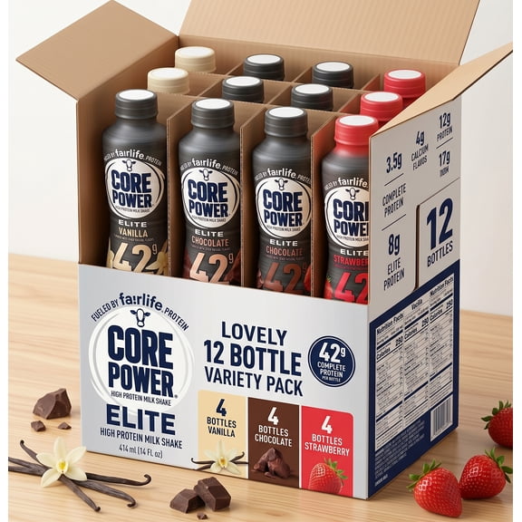 OHZENS Curated Variety 12-Pack of Fairlife Core Power Elite 42g Protein Shakes, 14 fl oz