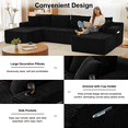 thumbnail image 4 of QNACPY 133.5" Oversized U-Shaped Cloud Couch,Comfy Boneless Deep Seat Modular Sectional Sofa with Cup Holders, Modern Corduroy Foam Compressed Sofa Set for Living Room, Apartment,Black, 4 of 8