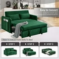 thumbnail image 3 of DEALTOPS 55" Modern Pull Out Loveseat Sofa Bed with 2 Detachable Arm Pockets, Green, 3 of 9
