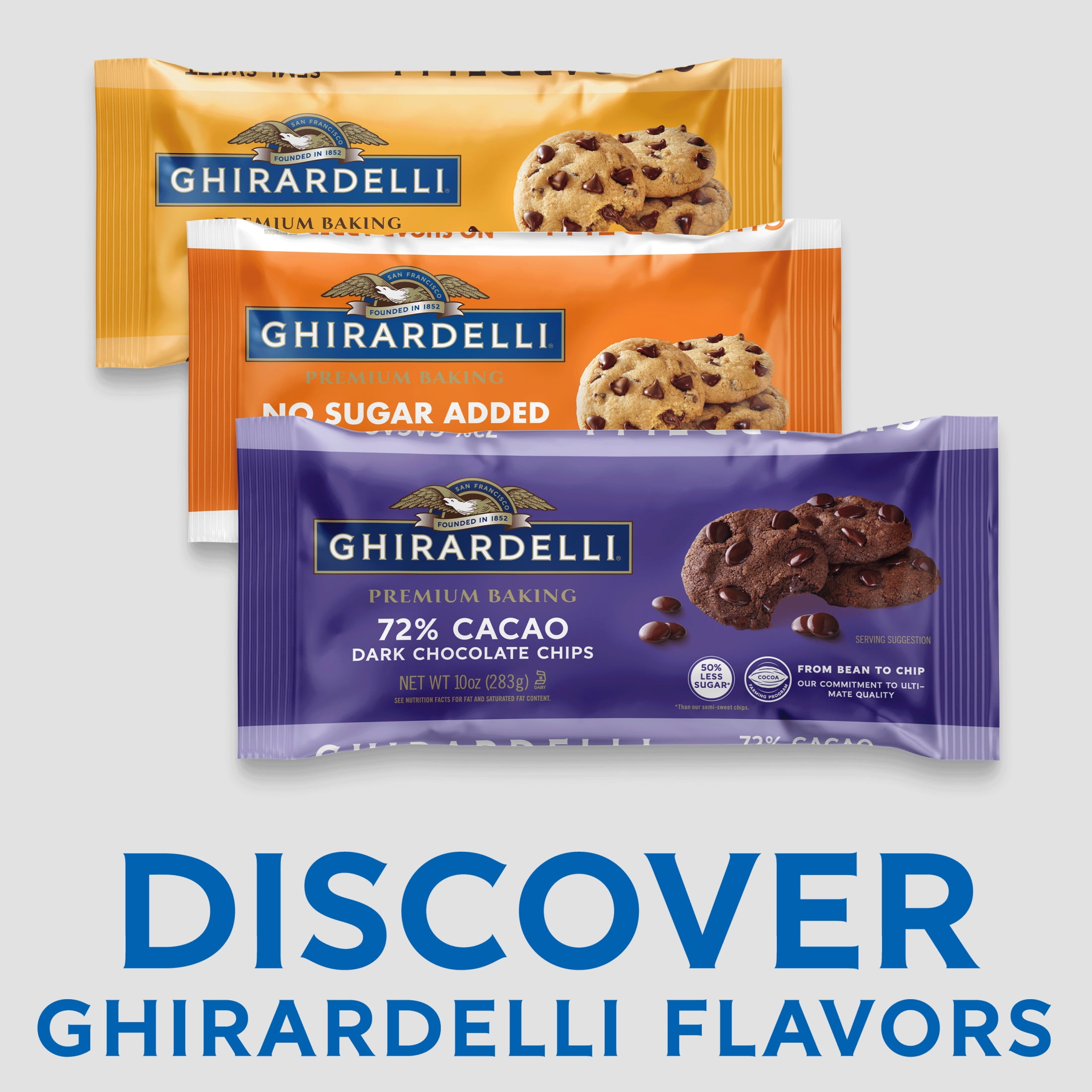GHIRARDELLI 72% Cacao Dark Chocolate Premium Baking Chips, Chocolate Chips for Baking, 10 oz Bag