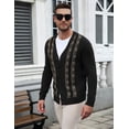 thumbnail image 4 of COOFADNY Mens Cardigan Sweater Vintage Striped V-Neck Long Sleeve Button Down Knitted Sweaters, 4 of 8