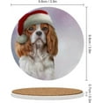 thumbnail image 2 of Round Drink Coasters, 6 Pcs Dog Cavalier King Charles Spaniel in a Hat of Santa Claus Absorbent Ceramic Coaster with Cork Base for Coffee Cups Housewarming Gift for Home Decor, 2 of 5