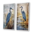 thumbnail image 3 of Designart "Blue Heron by the Waterside Watercolor I" Animals Bird Framed Wall Art Set Of 2 - Children's Art White Frame Gallery Set For Office Decor, 3 of 6
