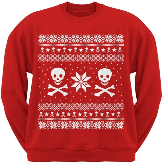 Skull & Crossbones Red Crew Neck Sweatshirt