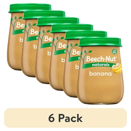 (6 pack) Beech-Nut Naturals Stage 1 Baby Food, Banana, 4 oz Jar