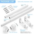 thumbnail image 3 of fuzhong-Curtain Rods for Windows 16 to 48 Inches, Curtain Rod Max Adjustable Length of 60 IN, 6/8" Diameter Drapery Rods Round Finials, White, Pack of 1, 3 of 4