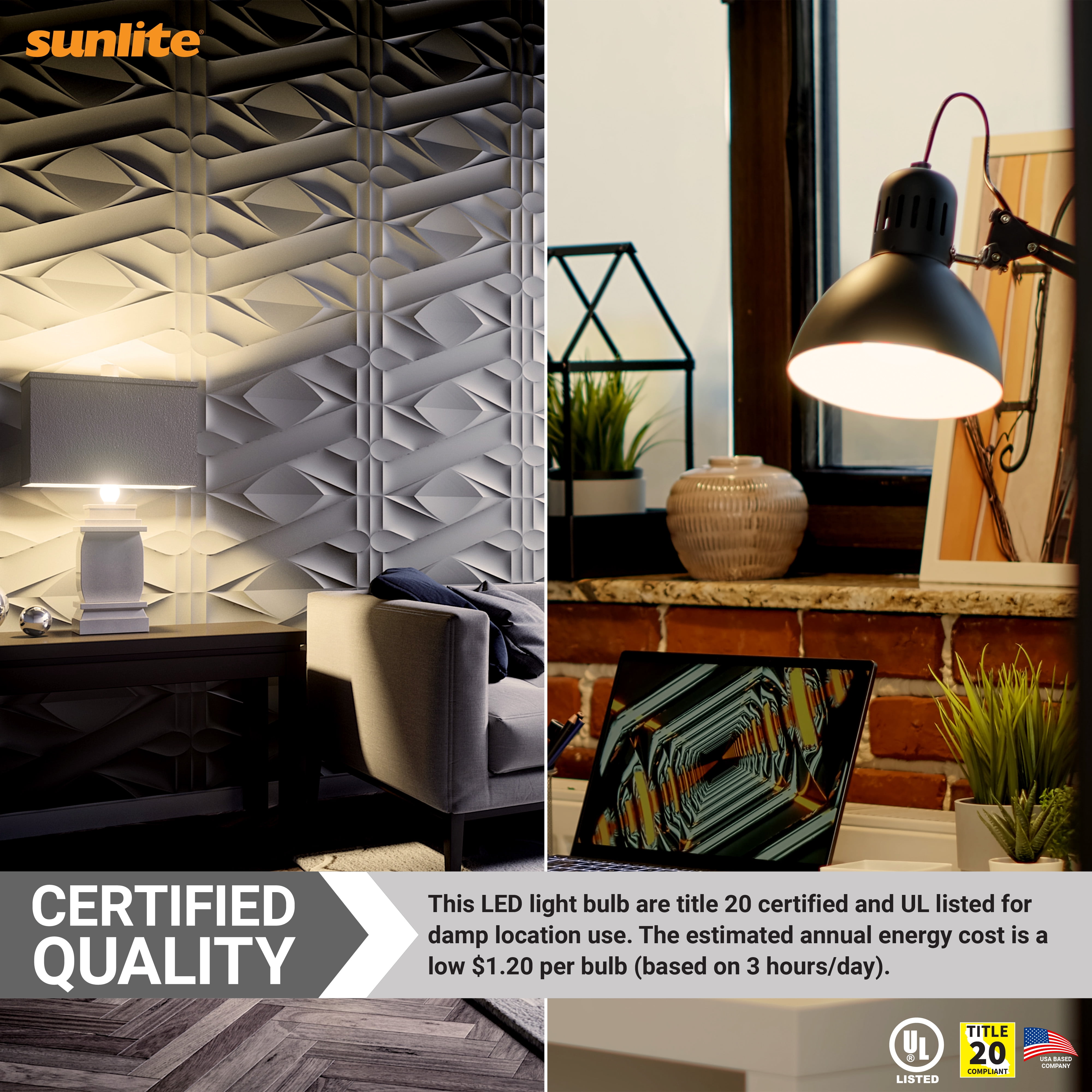 Sunlite LED A19 Light Bulb, 10 Watts (60W Equivalent), 800 Lumens, GU24 Twist and Lock Base, Dimmable, 90 CRI, UL Listed, Title-20 Compliant, 3000K Warm White, 6 Pack