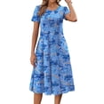 thumbnail image 3 of Fantaslook Summer Dresses for Women Casual Short Sleeve Pleated Dress Flowy Floral Dress with Pockets Flare Midi Sundress, 3 of 9