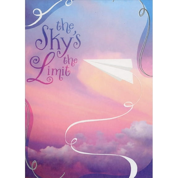Designer Greetings The Sky's The Limit Paper Airplane in Purple Sky High School Graduation Congratulations Card