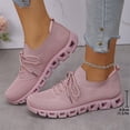 thumbnail image 6 of EKVAHL Women's Knit Upper Running Sneakers, Low Top Non Slip Tennis Sneakers, Solid Color Elastic Fit Athletic Sneakers Lace-Up Walking Shoes for Training Hiking Pink, 6 of 6